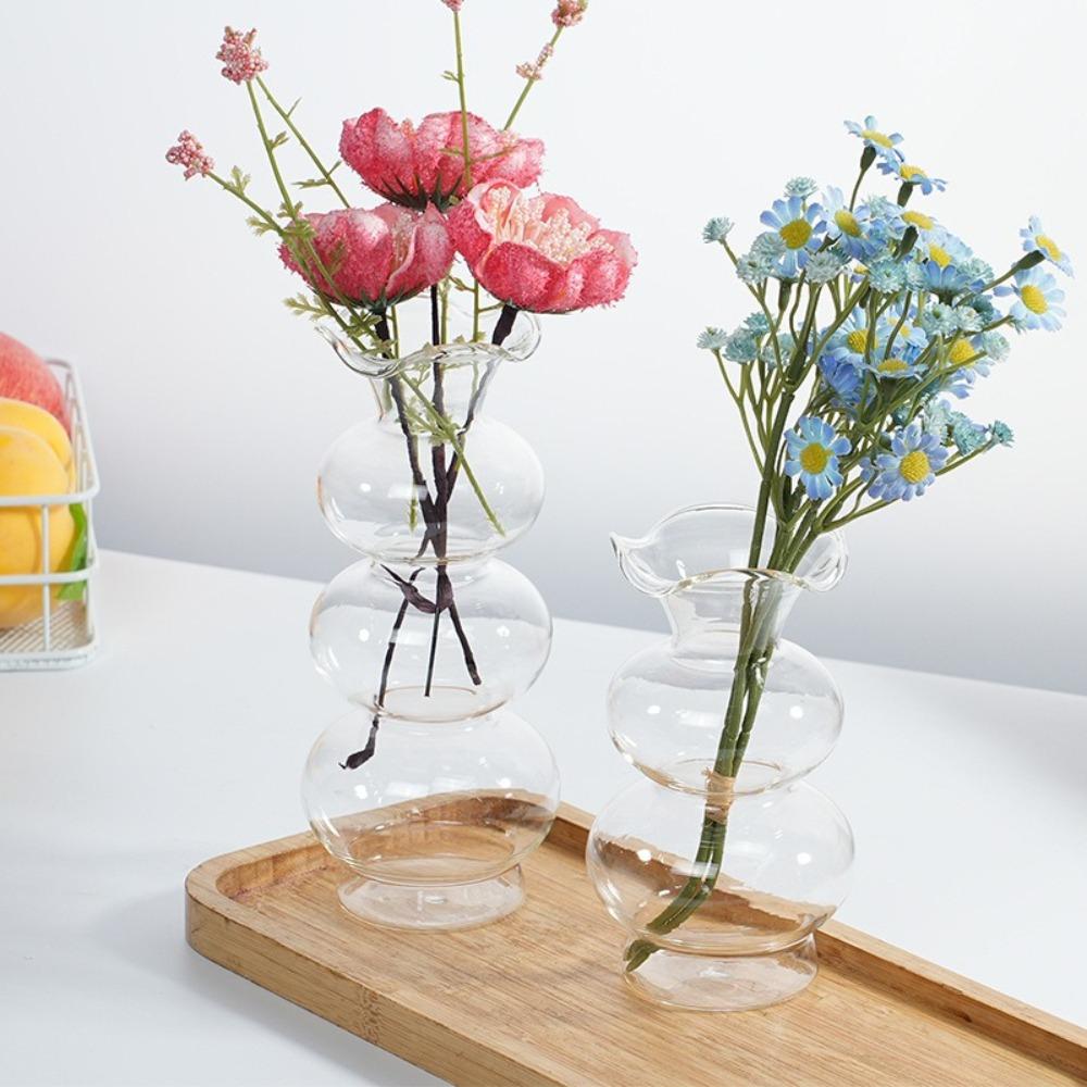 Creative Glass Vase Premium Ball Shaped Bubble Vase Living Room Decoration Rose Lily Glass Vase Home Desktop Flower Bottle Decor