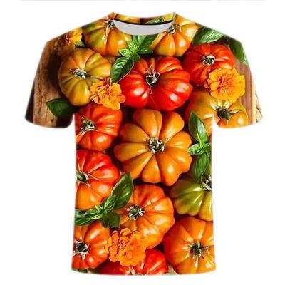 Camiseta de Moda de Verano Creativa de Frutas y Verduras Frescas para Hombre Impresa en 3D Manga Corta Suelta Cuello O Personalidad Camisetas Tops