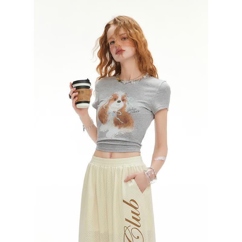 

UNIFREE Women s Dog Print Short Sleeve Slim Fit T-Shirt XXL