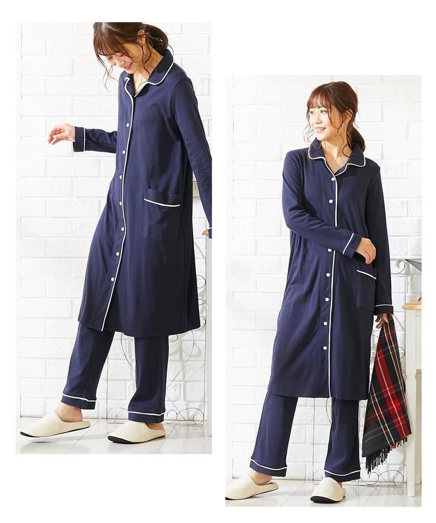 Maternity Room Nursing Comfortable To Wear with Cotton Blend Smooth Open Front Maternity Pajamas Smicro Maternity 3L [Nissen] Wear/Pajamas