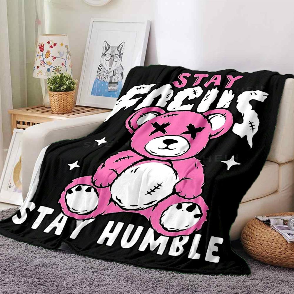 

1pc Teddy Bear Stay Humble Soft Flannel All-Season Throw for Home, Office, Outdoor UseDurable Comfort 100459 80cmx120cm(31inx47in)
