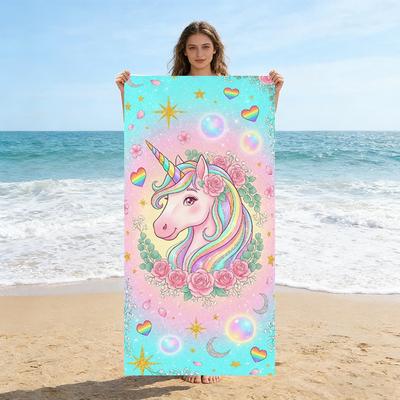 Extra Large Unicorn Beach Towel Soft Microfiber Absorbent Towel for Pool Travel Camping