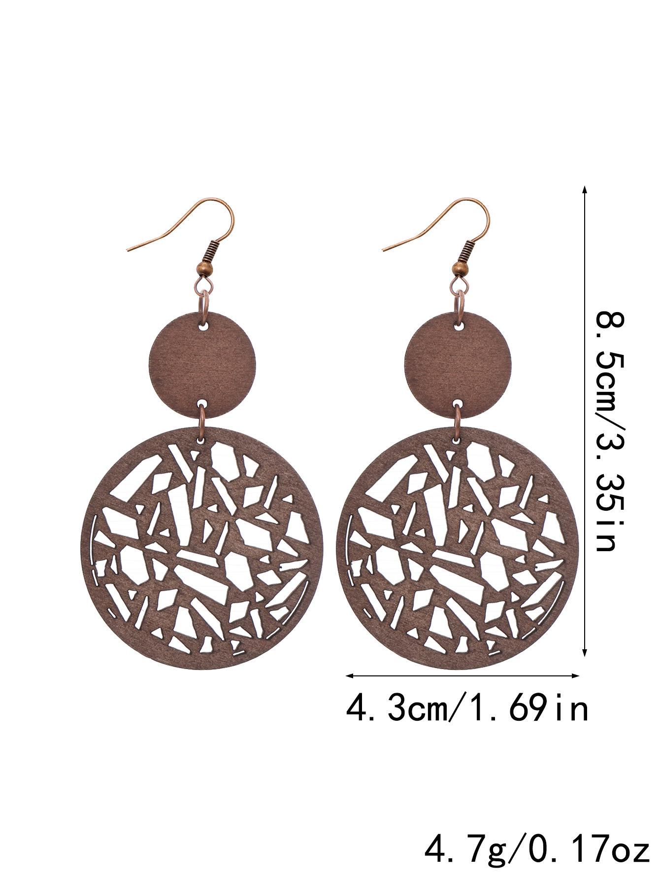 

Дерев яні сережки-підвіски в ретро-стилі з порожнинами та різноманітними візерунками