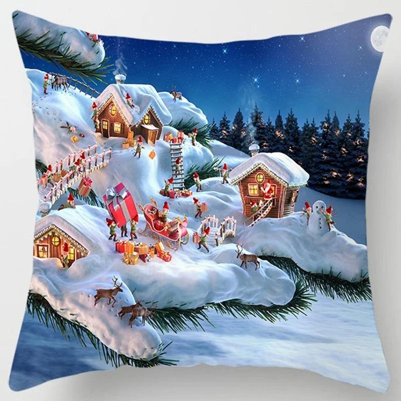 Weihnachts-Themen-Kissenbezüge Auto Zubehör Büro Santa Claus Wohnzimmer Sofa Hause Kissenbezüge