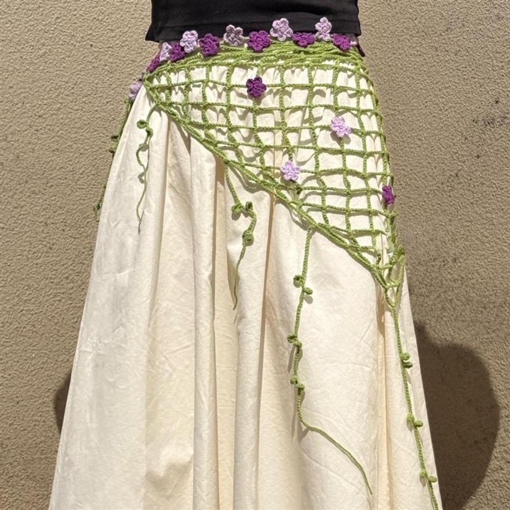 Hairband Flower Triangular Headscarf Vintage Vine Foral Hip Scarf  Pants Accessories