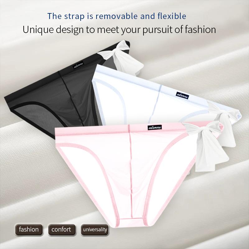 Σέξι ανδρικά εσώρουχα Hollow Bandage, Ice Silk Soft ανδρικά σλιπ με χαμηλή μέση, διαφανές εξαιρετικά λεπτό εσώρουχο Quick Dry U Convex σώβρακο