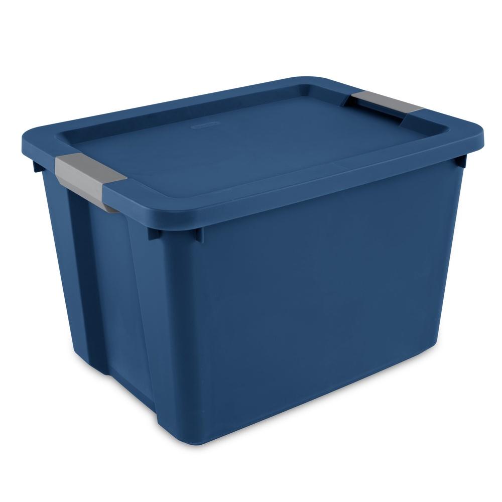 2 Pack 20 Gallon Stackable Plastic Storage Bin with Latching Lid and Comfortable Handle Household Garage Organization