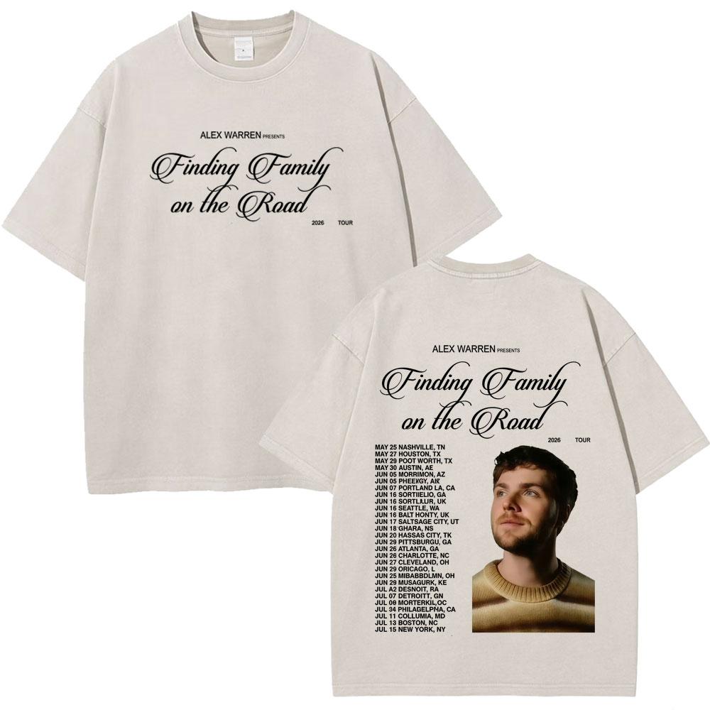 Singer Alex Warren 2026 Tour Print Tees Unisex Unisex Hiphop Tshirt Summer Cotton Loose Casual Vintage Washed Tshirts Streetwear