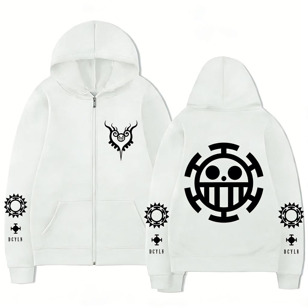One Piece Graphic Hoodie Zip Up Man Women Anime Skeleton Print Sweatshirt Streetwear Casual Jacket Long Sleeve Tops Spring