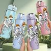 1PC Skeleton Halloween Rider 750ml Color Plastic Sports Water Bottle Leakproof Flip Straw Lid Suitable for Sports Office Home Use