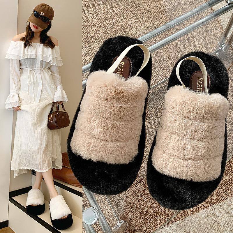 Сяосянфэн толстоподошвенные утепленные пушистые тапочки 22 осень-зима новые уличные тапочки из хлопка премиум-класса 35