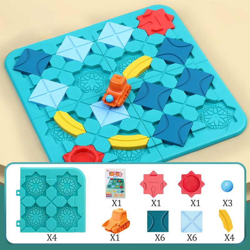 Kid Road Building  Maze Game 118 Challenge Logical Thinking Montessori Educational Puzzle Toy Builder Maze Racer Board Game Gift