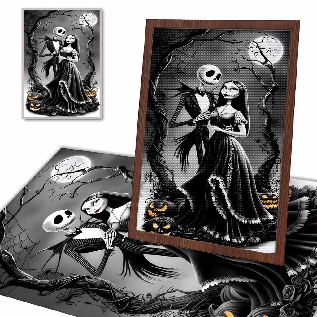 Diamantmosaik Buntes Diamantbild Jack und seine Braut Vollrund Stickerei Cartoon Kreative Hobbys Wanddekoration