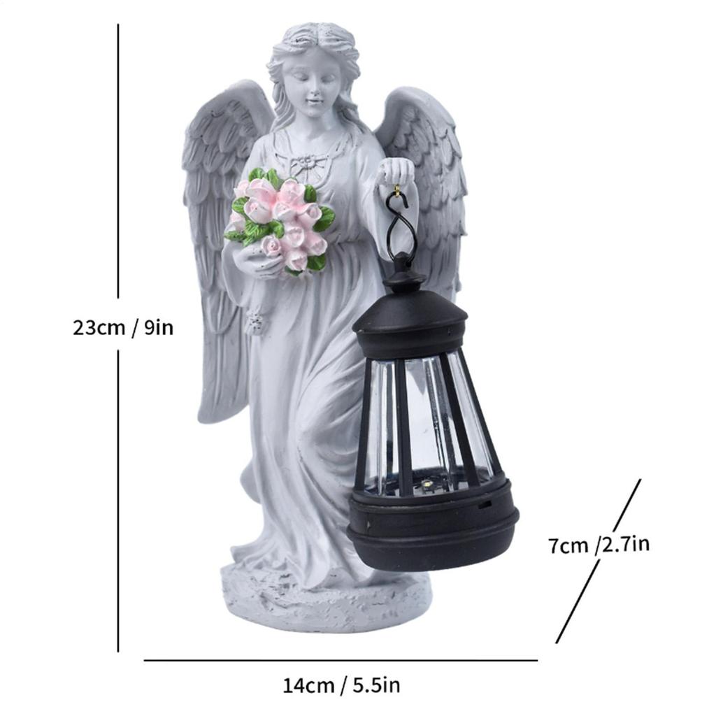 European Angel Lantern Solar Garden Statues LED Angel Waterproof Resin Figurines Outdoor Garden Statue With Lantern