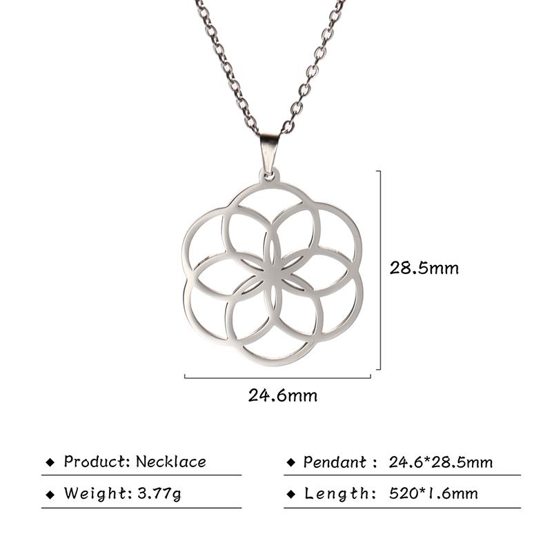 

LIKGREAT Flower of Life Pendant Necklace for Women Mandala Chakra Hollow Stainless Steel Charms Jewelry Geometry Amulet Gift