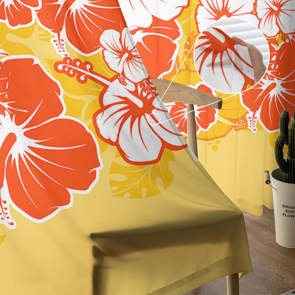 Hawaiian Tropical Flower Summer Voile Sheer Curtains Living Room Window Chiffon Tulle Curtain Kitchen Bedroom Drapes Home Decor
