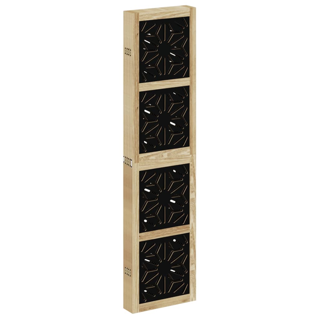 6 Piece Room Divider In Brown and Black Solid Paulownia Wood
