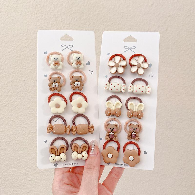 10-30PCS/Set, Cute Cartoon Animals, Hair Bands, Girls, Elastic Rubber Band, Headwear, Hair Accessories