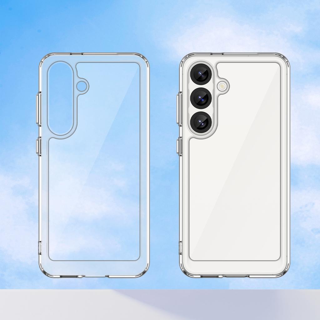 WANLONFENG MF Series for Samsung Galaxy S25+ Case TPU+Acrylic Clear Phone Cover with Tempered Glass Film