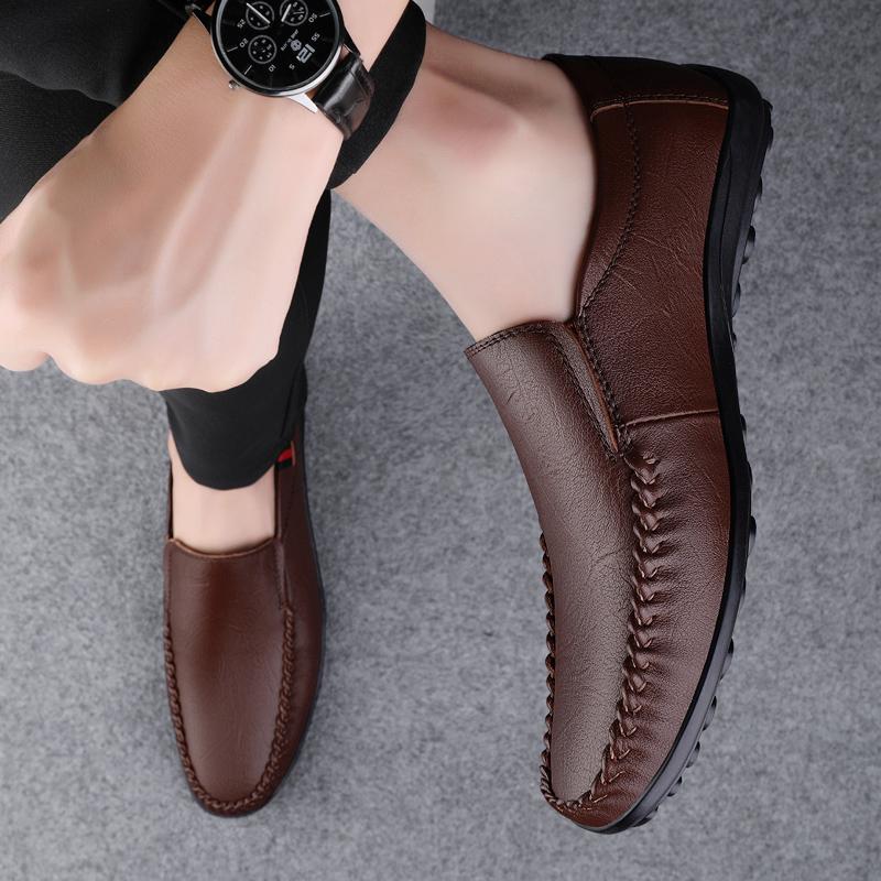 Fashion Casual Leather Mens Footwear Slip on Office Man Formal Shoes Wedding Party Men Dress Shoes Breath Driving Lazy Loafers Moccasins