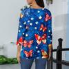 Women's Fashion Casual Round Neck 3/4 Sleeve Loose Printed T-Shirt Ladies Top