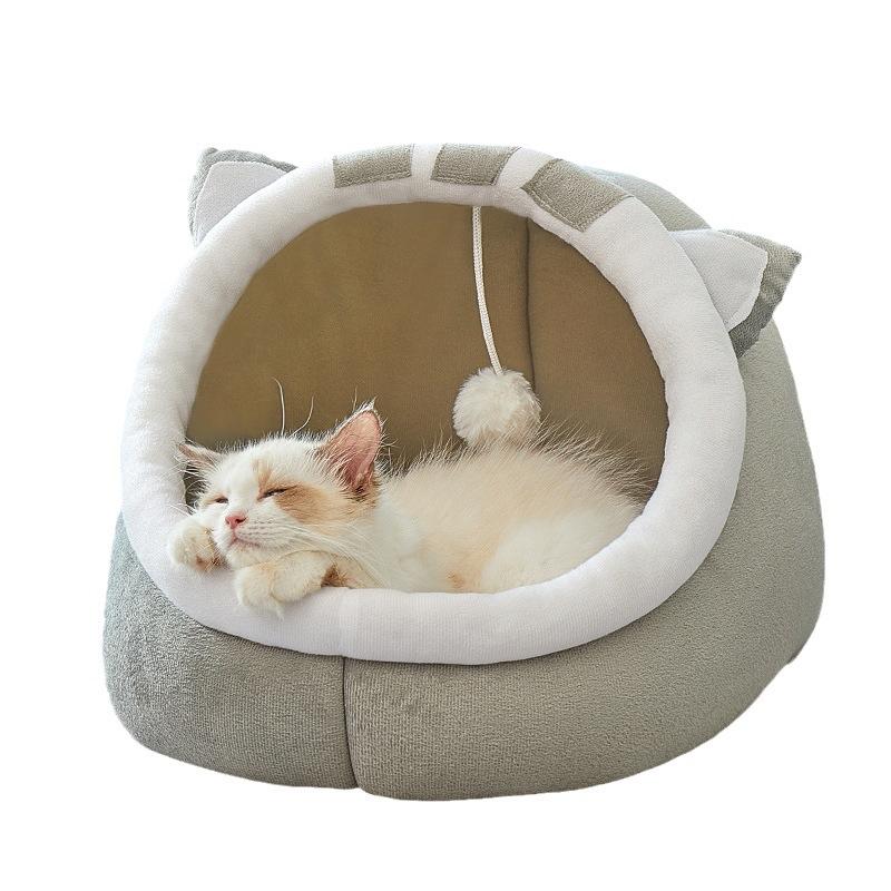 Ganzjahres-Universal-Halbgeschlossenes Katzenbett im Winter Warm Kleiner Hundezwinger Katzenzwinger Haustierbedarf
