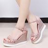 Women's Sandals Wedges Heel Pink Platform Roman Style Ladies Shoes Summer 2025 Comfortable Sale Original Offers Trending Sandal