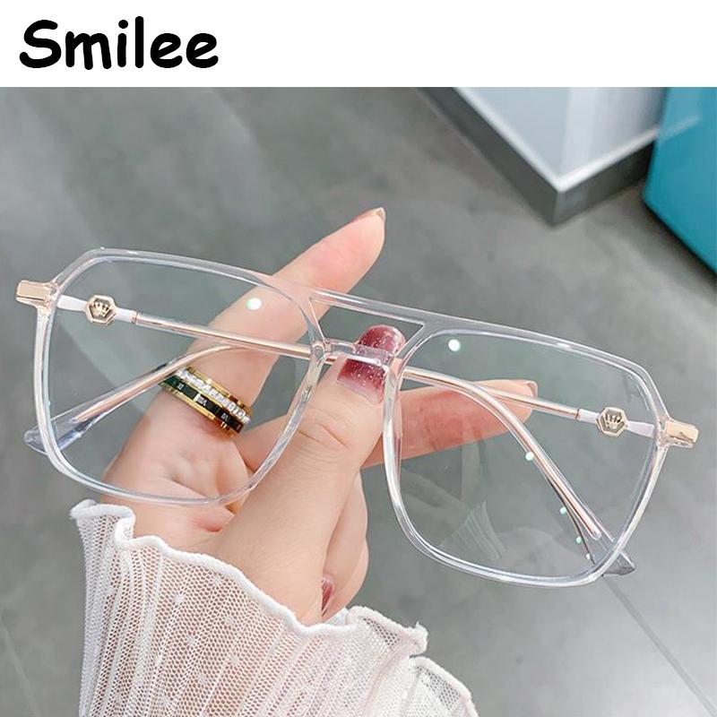 Transparent Pink Square Glasses Frame Luxury Oversized Designer Shades Clear Computer Glasses Women Men Anti Blue Light