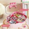 Portable Storage Box with Lid Grid Children's Hair Accessories Desktop Plastic Jewelry Transparent Double-layer Creative Cute Storage Box