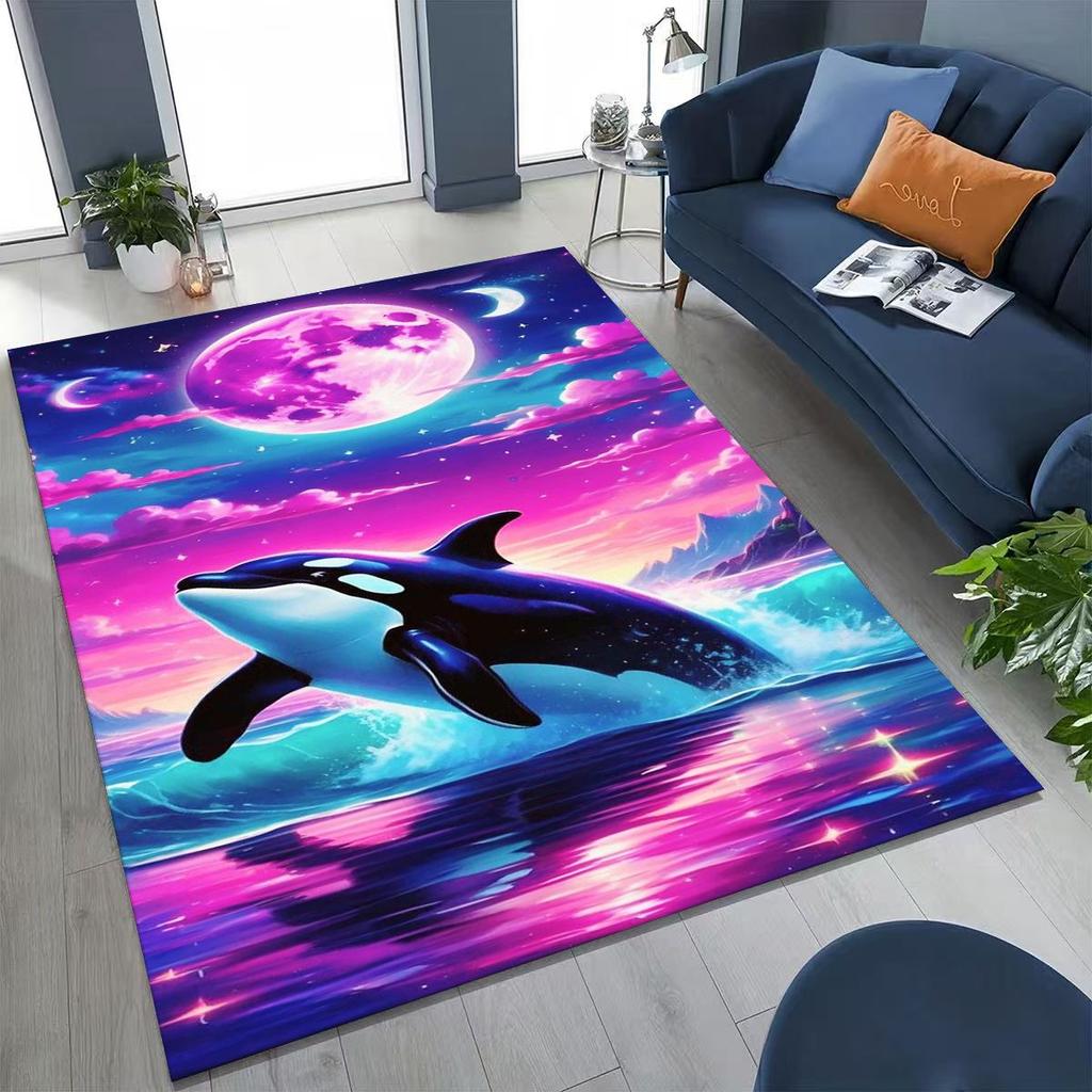 Dream Underwater World Sea Dolphin Turtle Coral Art Rug for Bedroom Living Room Sofa Home Doormat Decor,Kids Non-slip Floor Mat