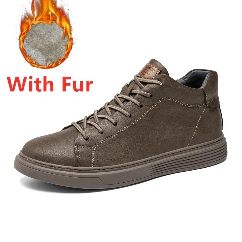 

Fashion Genuine Leather Winter Mens Boots High Top Leather Shoes Fashion Cotton Ankle Boots Business Casual Outdoor Shoes Male Sneakers 47