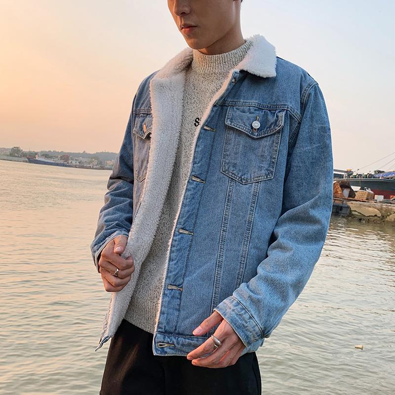 Korean Style Winter Lambskin Denim Jacket - Unisex, Trendy, Warm, Loose Fit for Students