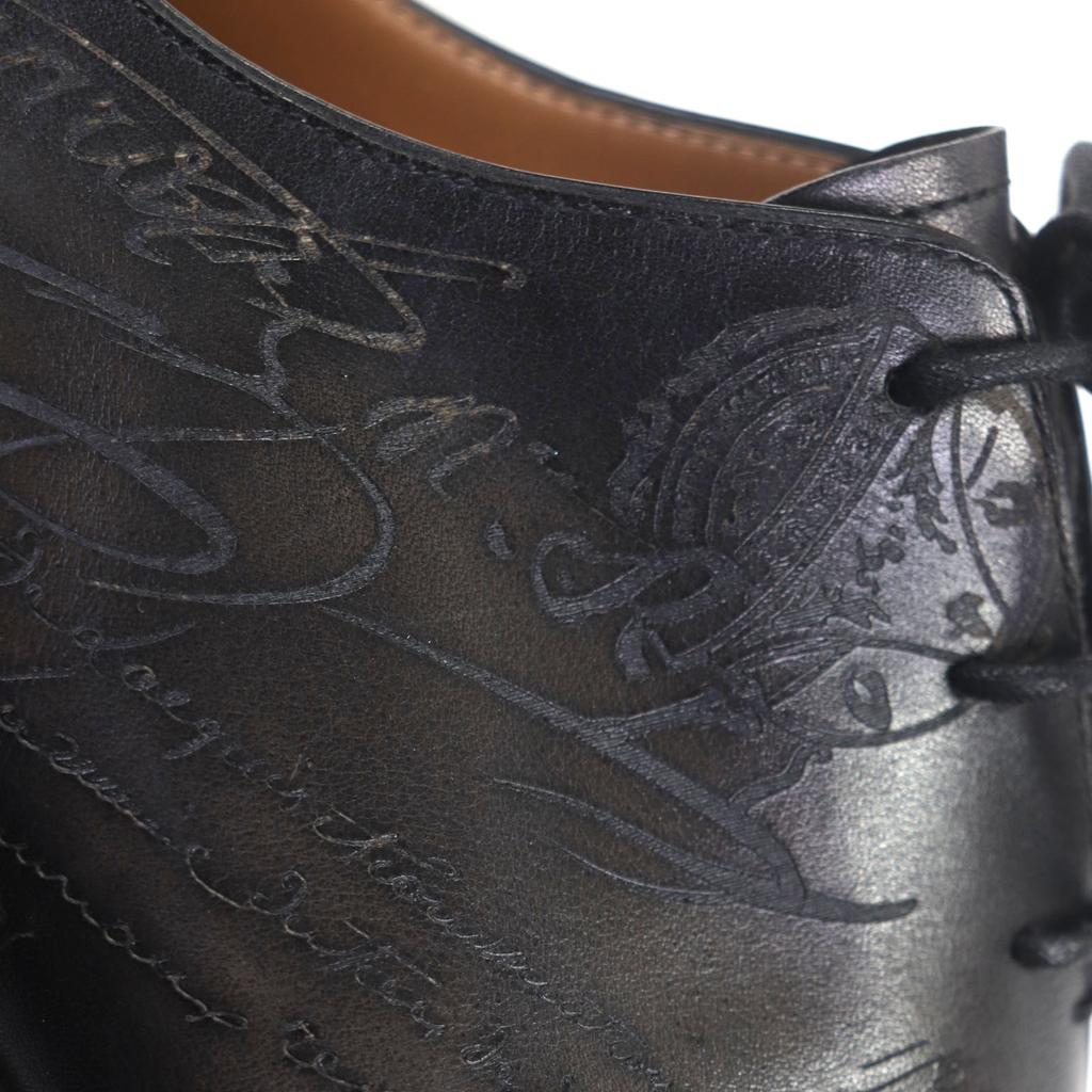 Great BERLUTI Leather shoes Alessandro Oxford Calligraphy black leather mens 6 Used