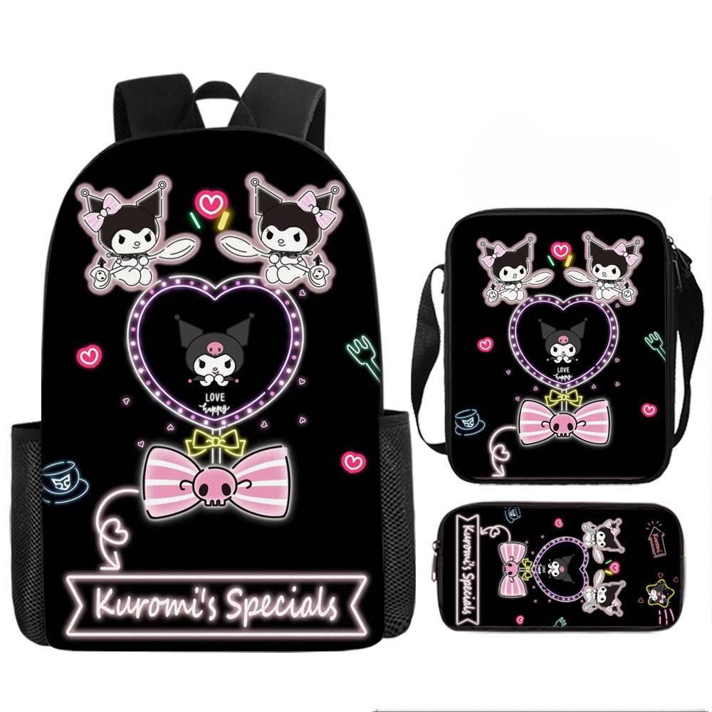 School Bag Student Backpack Cute Girl Lightweight Backpack Large Capacity Three-Piece Backpack