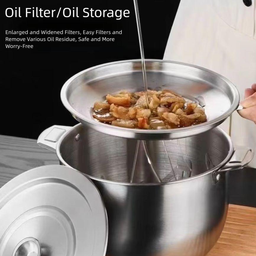 New 2.8L Oil Filter Pot Stainless Steel Lard Strainer Cooking Oil Strainer Storage Container Large Capacity Filter tank Kitchen