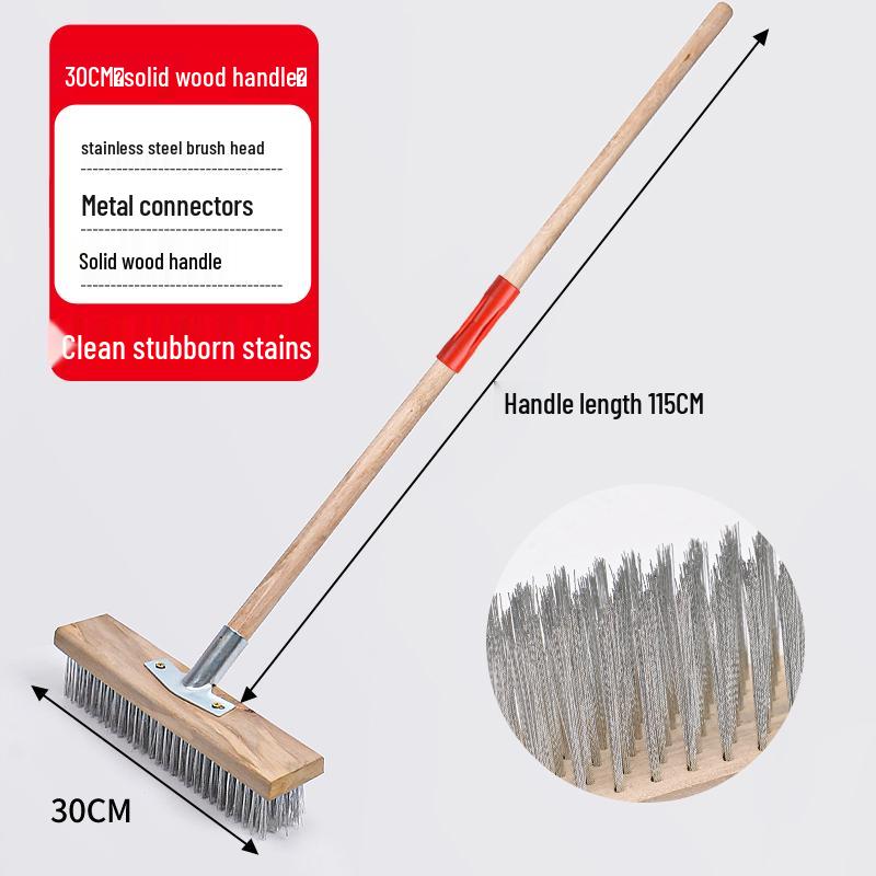 Long-Handled Stainless Steel Wire Brush for Household Floor and Toilet Cleaning