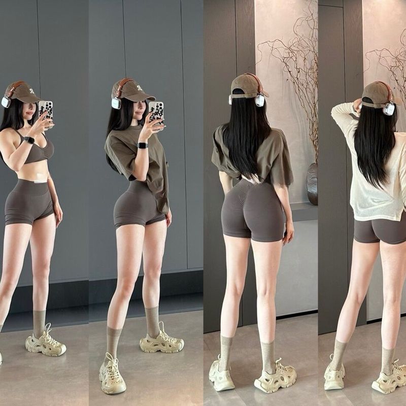 Yoga Shorts High Waist Hip Lift Running Training Peach