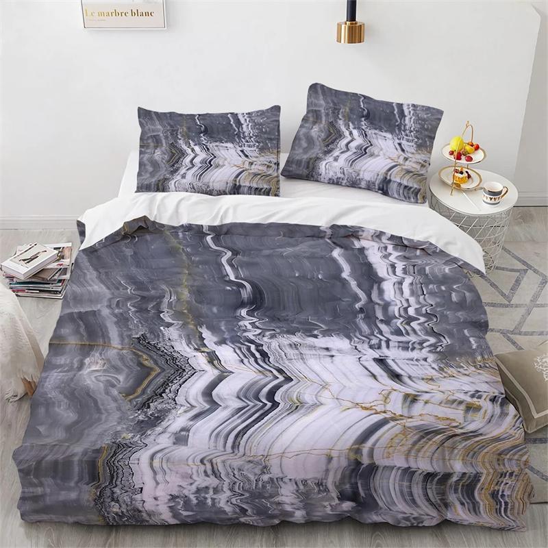 Marble King Queen Duvet Cover Cool Black White Texture Pattern Bedding Set Teens Adults 2 3pcs Polyester Quilt Cover