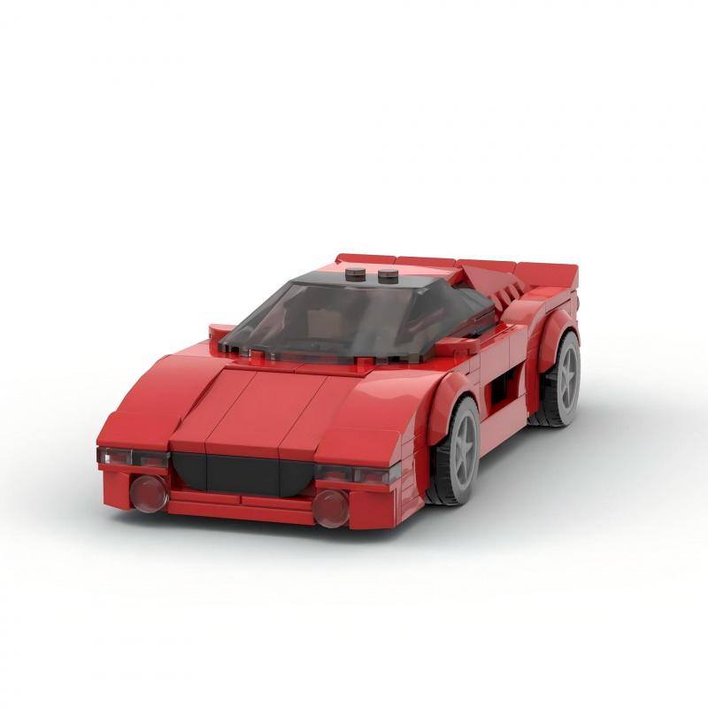 MOC Building Blocks Red Racing Car Model 8-Grid Vehicle DIY Assembly Bricks Educational Toy For Boys