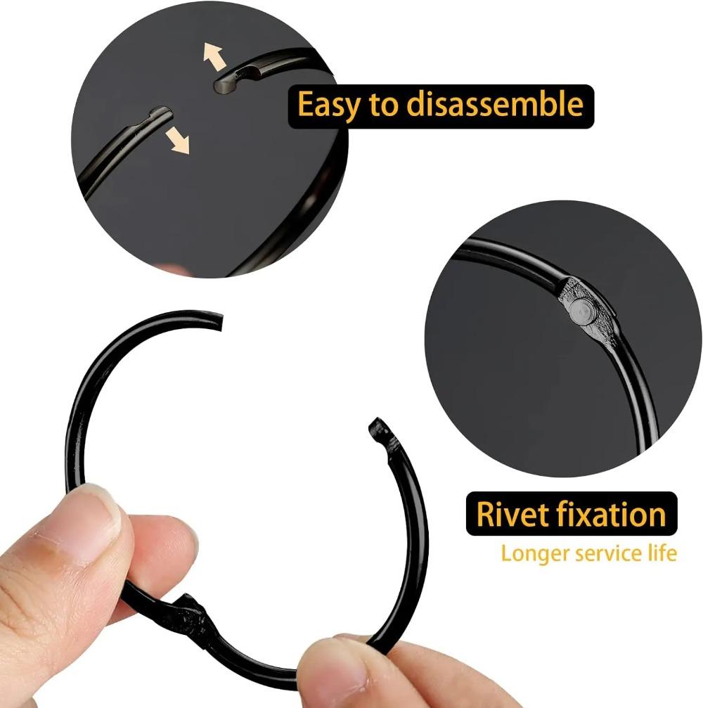 40Pcs Open Curtain Rings 50mm Curtain Rings Round Rings Shower Curtain Clips Metal Clips for Curtains Rods Bathroom Accessories