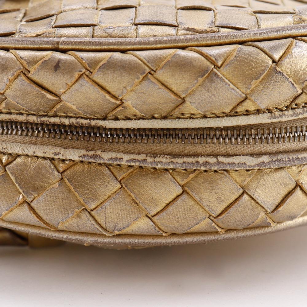BOTTEGAVENETA Intrecciato Shoulder Bag Gold Calfskin Women Used