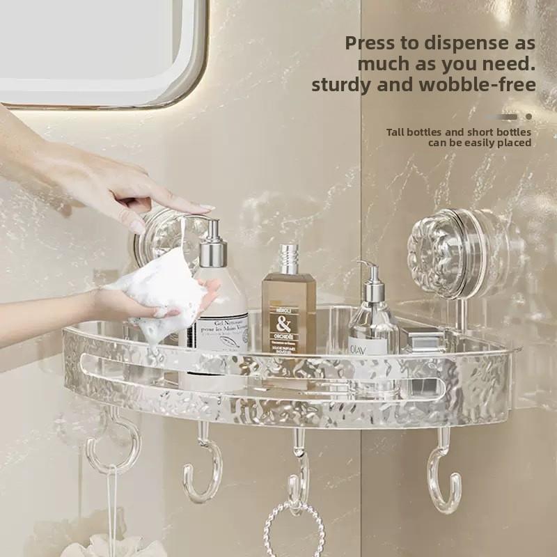Bathroom Triangle Non Perforated Wall Mounted Toilet Suction Cup Storage Rack