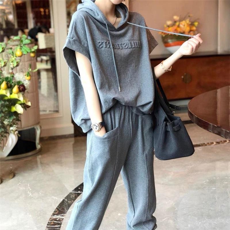 

Women s Hoodie&Wide Leg Pants 2-piece Casual Set XXXL сірий