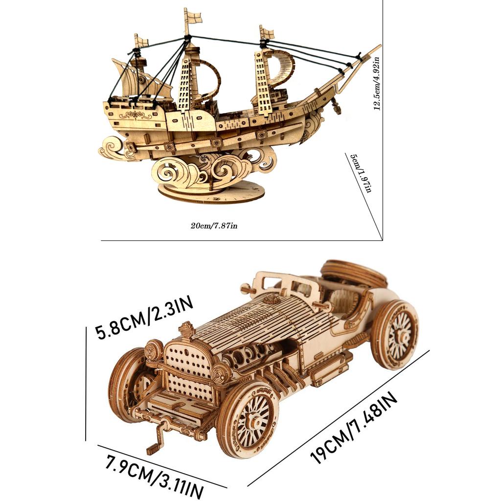 (2pcs)3D Puzzle Diy Wooden Toy Assembly Model Adult Birthday Halloween Christmas Gift