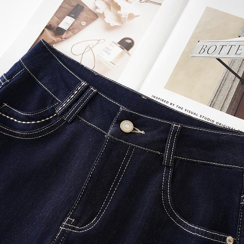 Denim Blue High-Waisted Slimming Wide-Leg Jeans, Floor-Length Straight-Leg Women's 2025 Spring Casual Pants