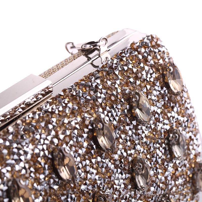 New 2025 Diamond Evening Party Bags Banquet Dress Ladies Handbags Blue Luxury Purses For Women Silver Clutch
