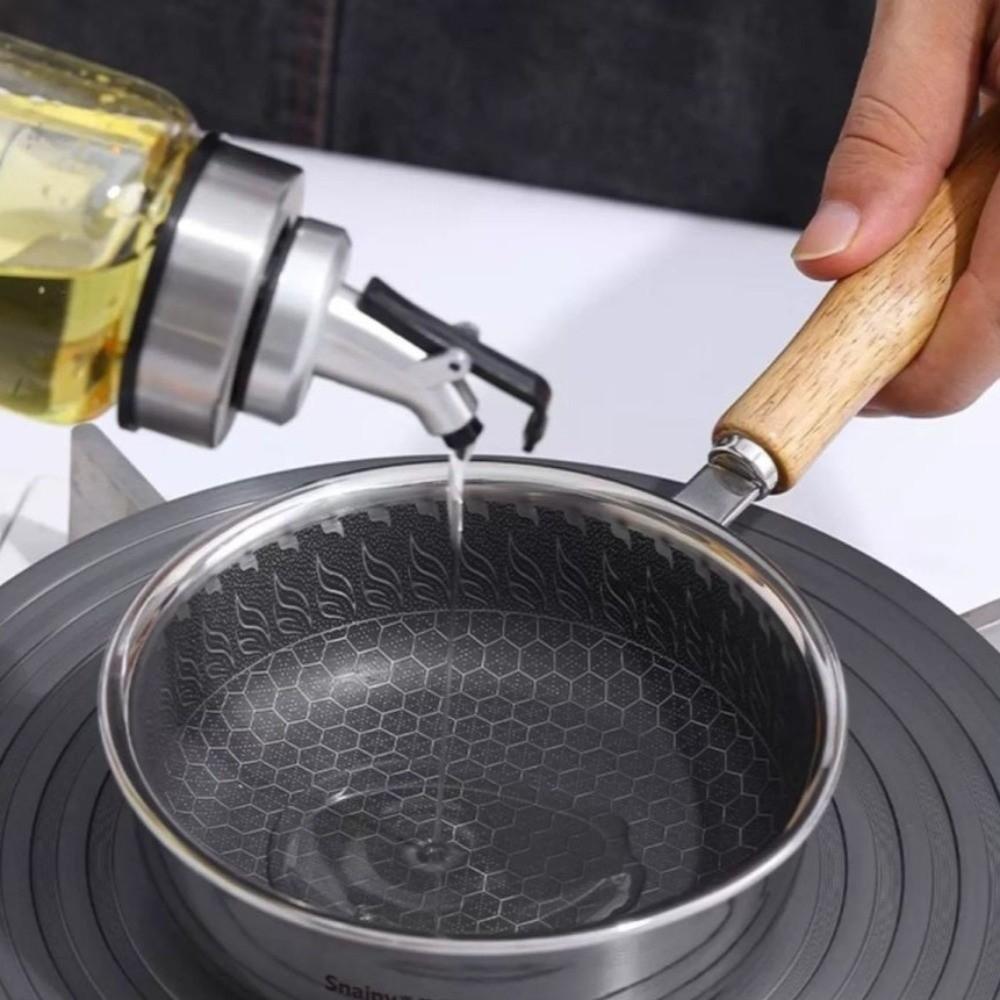Uncoated Frying Pan Stainless Steel Omelette Pan Portable Uncoated Pan Grilling