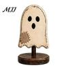 Housewarming Gifts for Home Lovers Halloween Wooden Tabletop Decor, Vintage Pumpkin Ghost Bat Figurines, Rustic Farmhouse Autumn Atmosphere
