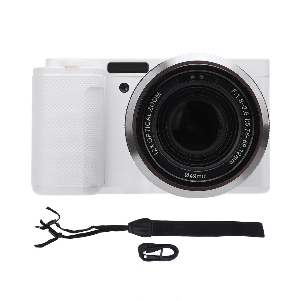 5K 64MP Digital Camera with 12X Optical Zoom 3.2in Flip Touch Screen WDR Anti Shake for Live