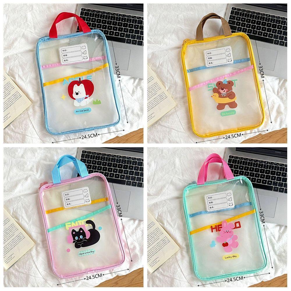 Transparent Cartoon File Bag Rabbit File Folder Bag Sorting Bag Test Paper Storage Bag  Kids